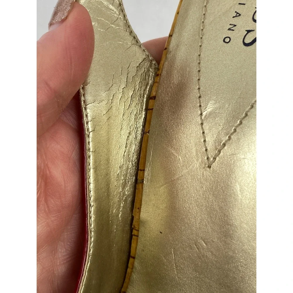 Guess by Marciano Red Patent Leather Cork Platform Slingback Heels 7.5M